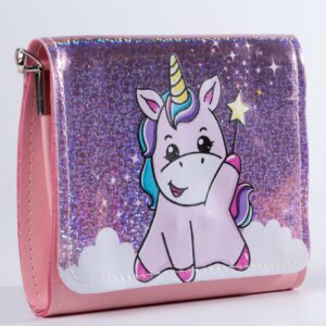 Сумка детская pink unicorn, на клапане, розовая