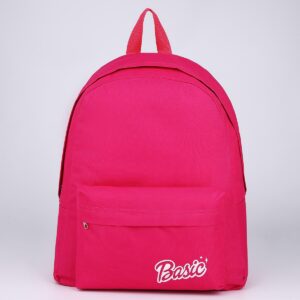 Рюкзак школьный текстильный basic, с карманом, розовый