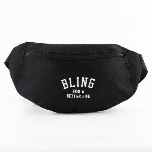 Сумка поясная bling for a better life, 32×8×15 см, отдел на молнии, наружный карман, черная