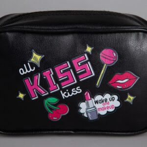 Сумка детская для девочки kiss, искусственная кожа, на ремешке, черная, 18×6×11 см